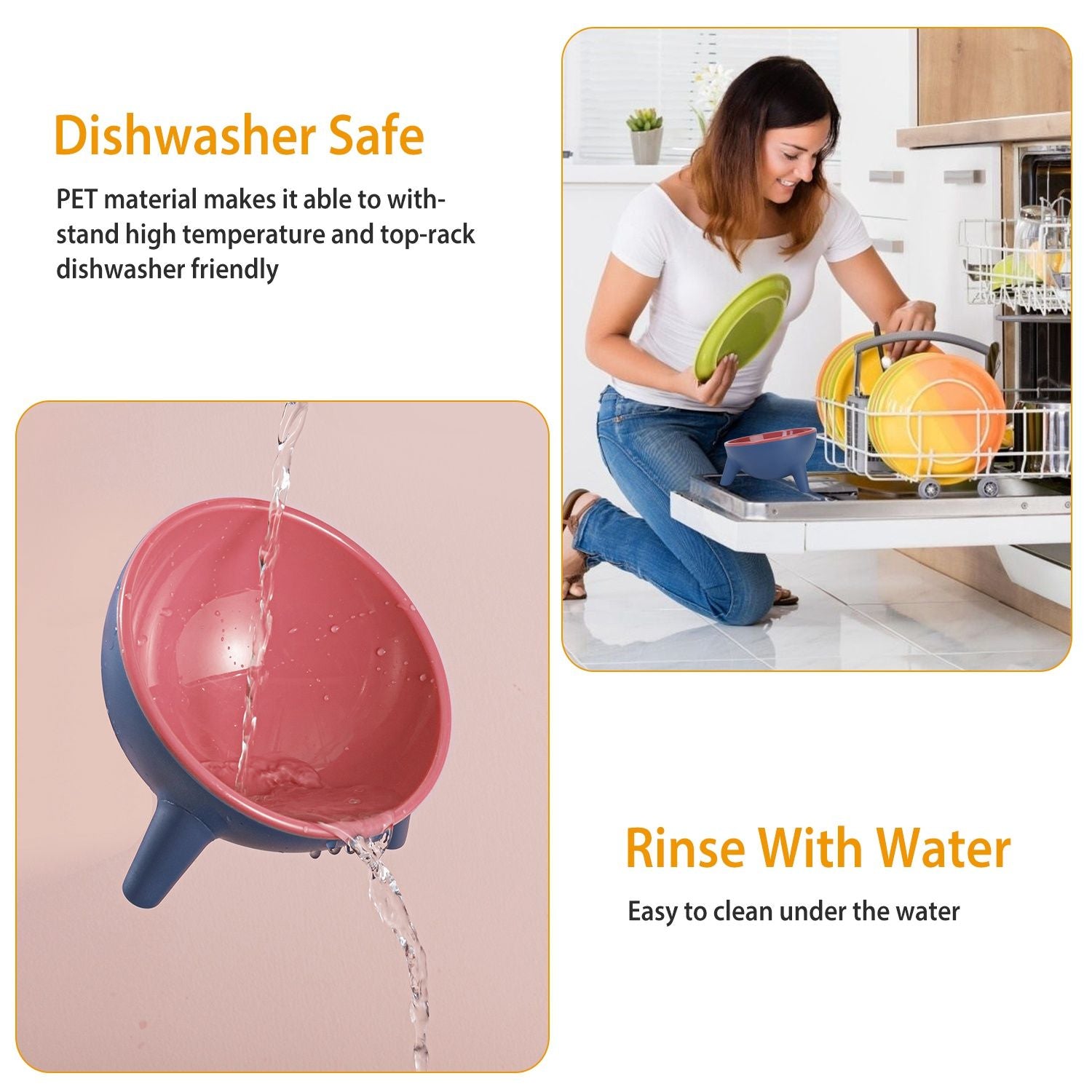 Raised Tilted Cat Food Bowl with Backflow-Resistant Water Dish