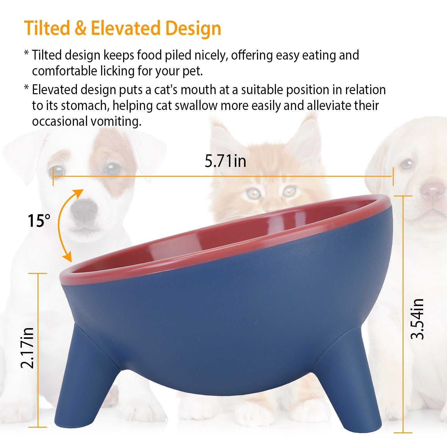 Raised Tilted Cat Food Bowl with Backflow-Resistant Water Dish