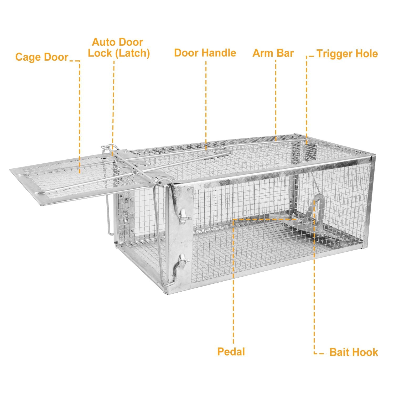 Rat Trap Cage Humane Live Rodent Trap Cage Galvanized Iron Mice Mouse Control Bait Catch with Detach