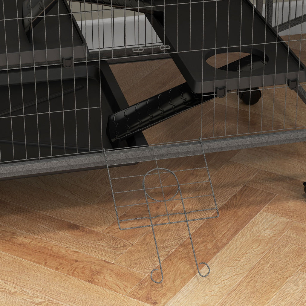 Spacious Five-Tier Rolling Small Animal Cage with Hammock and Four Doors