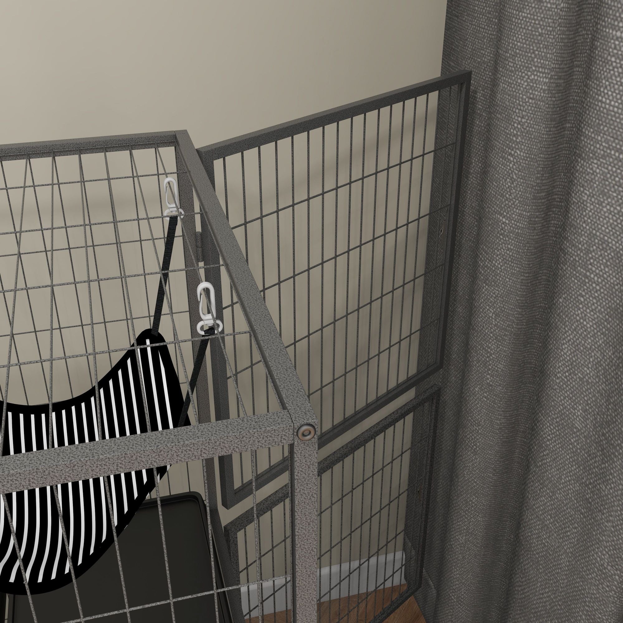 Spacious Five-Tier Rolling Small Animal Cage with Hammock and Four Doors