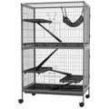 Spacious Five-Tier Rolling Small Animal Cage with Hammock and Four Doors
