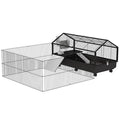 Spacious Rolling Small Animal Cage with Foldable Run - Includes Bowl & Water Fountain