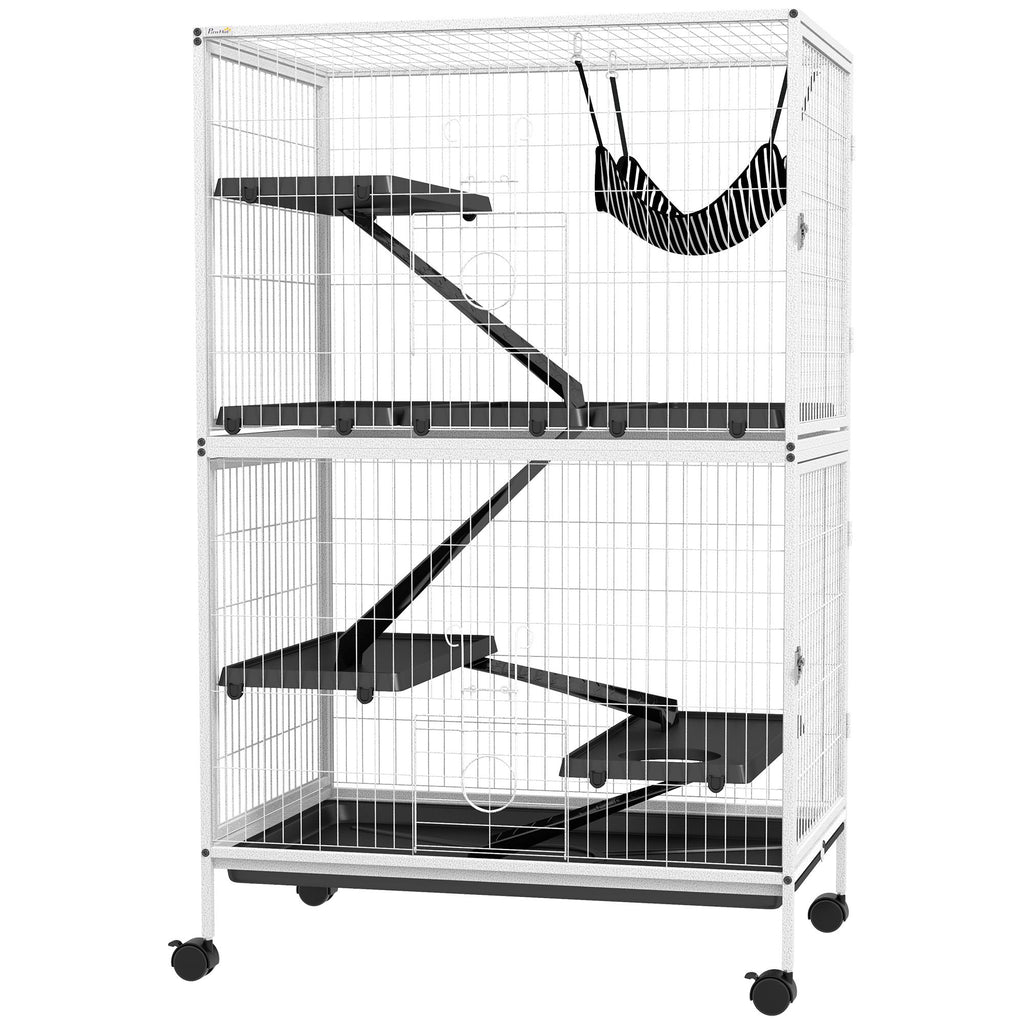 50- Rolling Pet Cage with Hammock & 4 Doors for Ferrets and Chinchillas
