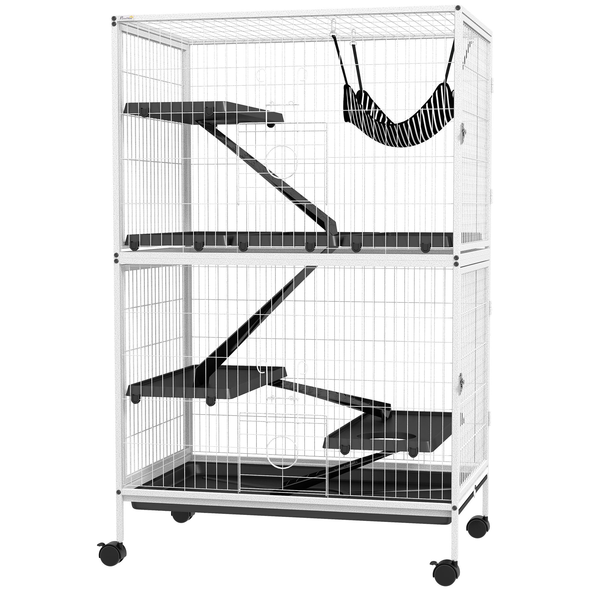 50- Rolling Pet Cage with Hammock & 4 Doors for Ferrets and Chinchillas