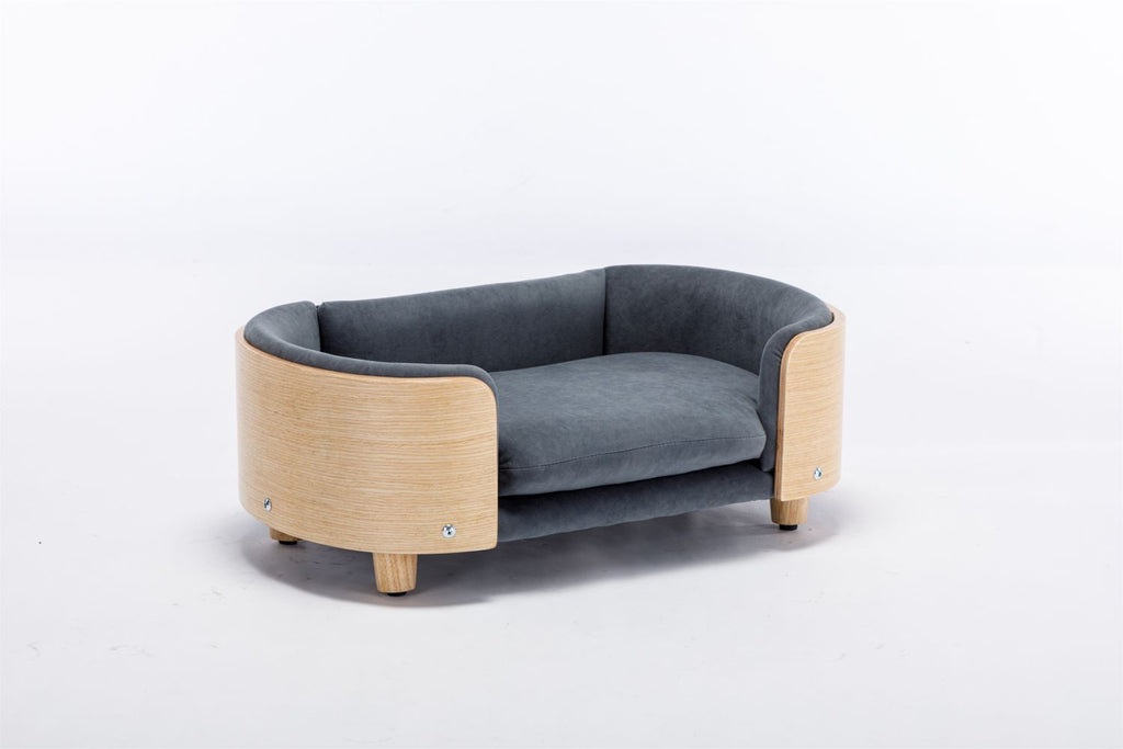 Scandinavian style Elevated Dog Bed Pet Sofa With Solid furniture-style legs and Bent furniture-style Back, Velvet Cushion