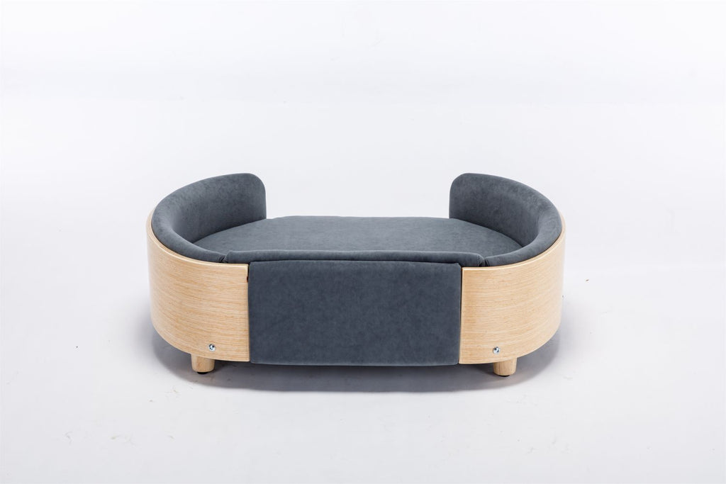 Scandinavian style Elevated Dog Bed Pet Sofa With Solid furniture-style legs and Bent furniture-style Back, Velvet Cushion