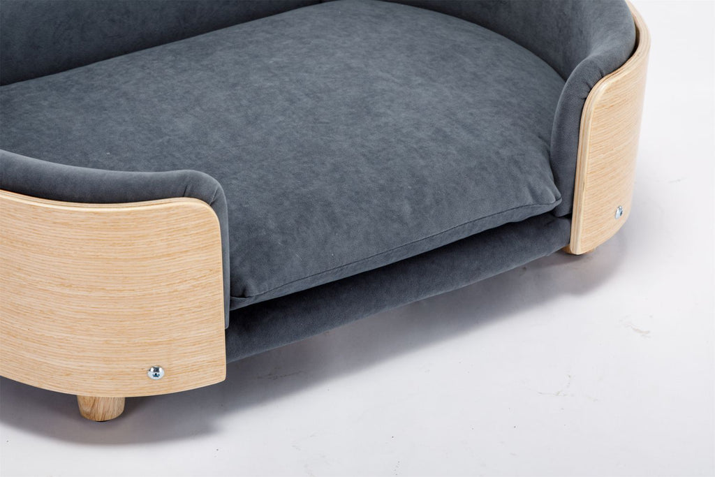 Scandinavian style Elevated Dog Bed Pet Sofa With Solid furniture-style legs and Bent furniture-style Back, Velvet Cushion