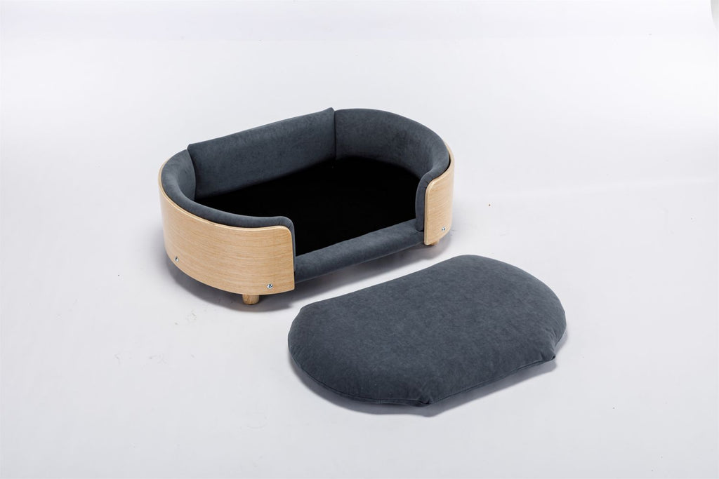 Scandinavian style Elevated Dog Bed Pet Sofa With Solid furniture-style legs and Bent furniture-style Back, Velvet Cushion