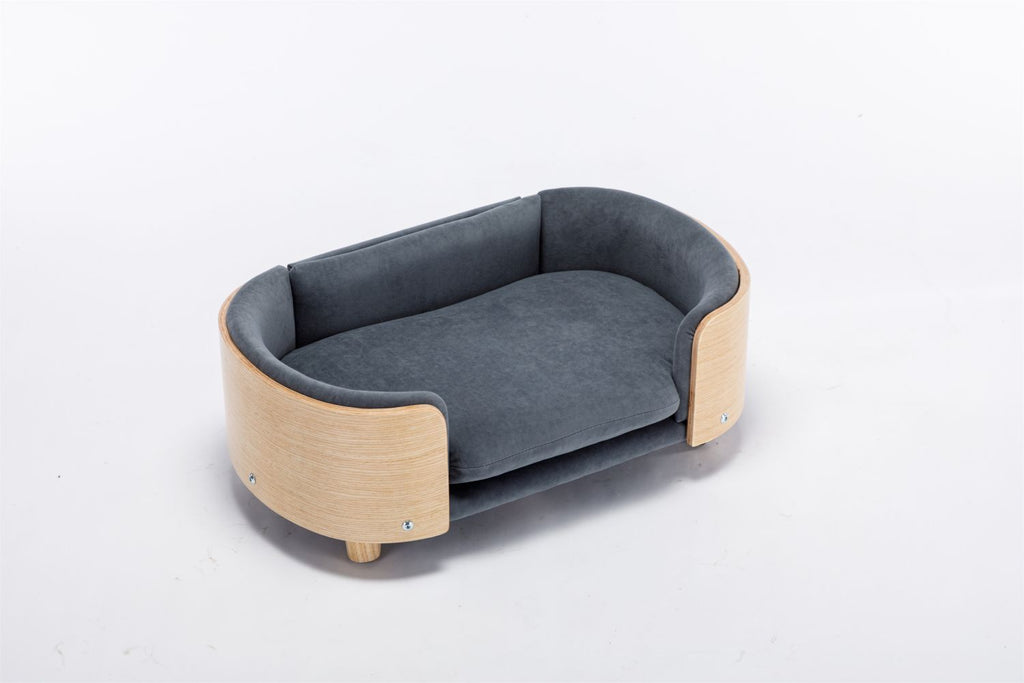 Scandinavian style Elevated Dog Bed Pet Sofa With Solid furniture-style legs and Bent furniture-style Back, Velvet Cushion