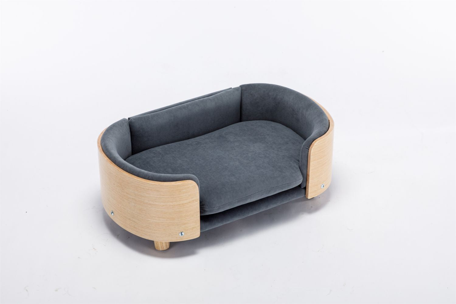 Scandinavian style Elevated Dog Bed Pet Sofa With Solid furniture-style legs and Bent furniture-style Back, Velvet Cushion