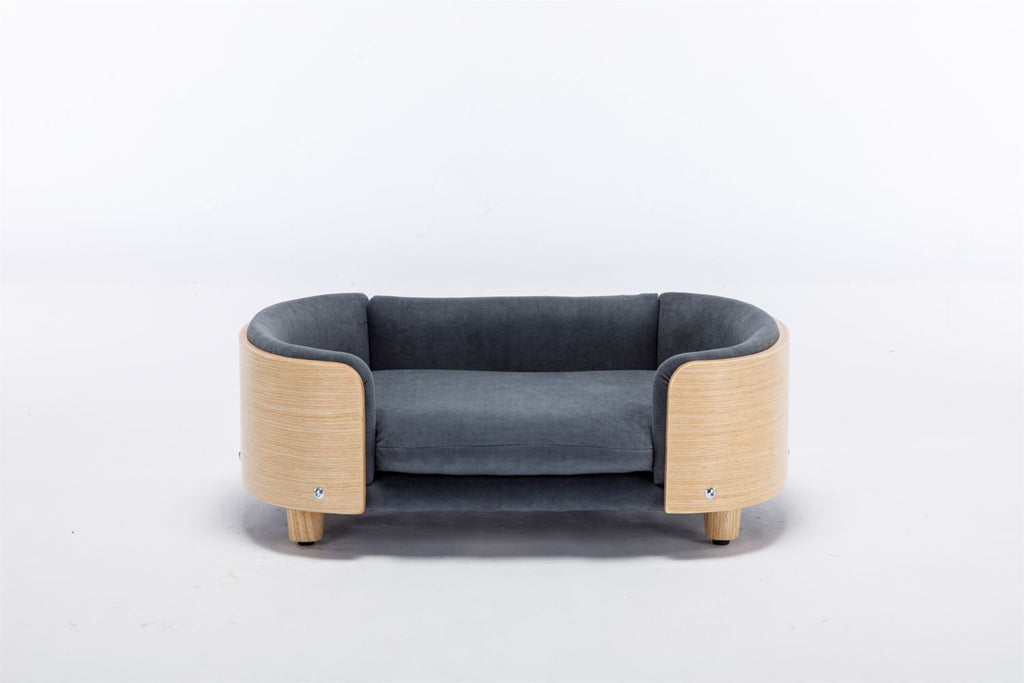 Scandinavian style Elevated Dog Bed Pet Sofa With Solid furniture-style legs and Bent furniture-style Back, Velvet Cushion