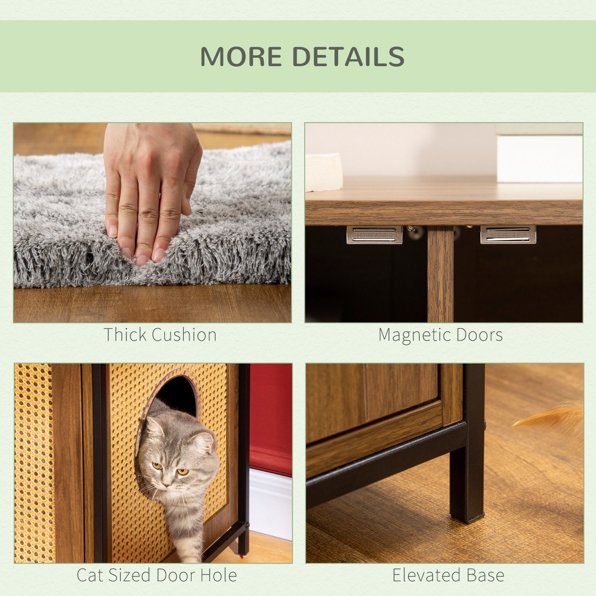Shelved Hidden Litter Box Enclosure with Spacious Top and Interior, Large Cat Litter House End Table for Indoor Cats with Hidden Storage Cabinet Space