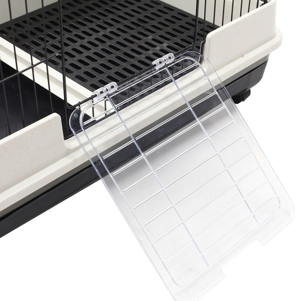 PawHut 2-Level Small Animal Cage with Wheels and Removable Tray for Bunnies, Chinchillas, Ferrets