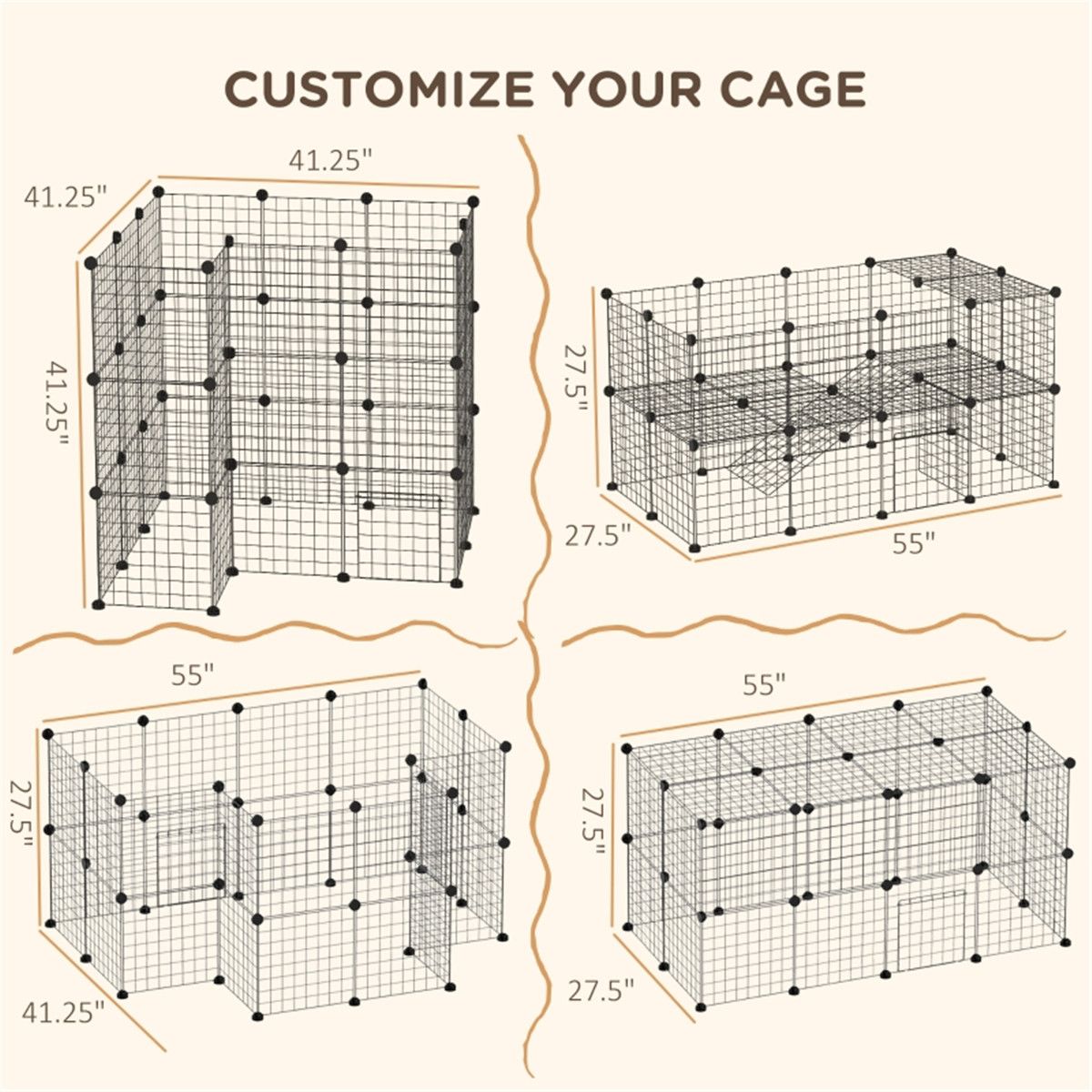 Customizable C&C Cage for Small Animals with Built-In Door