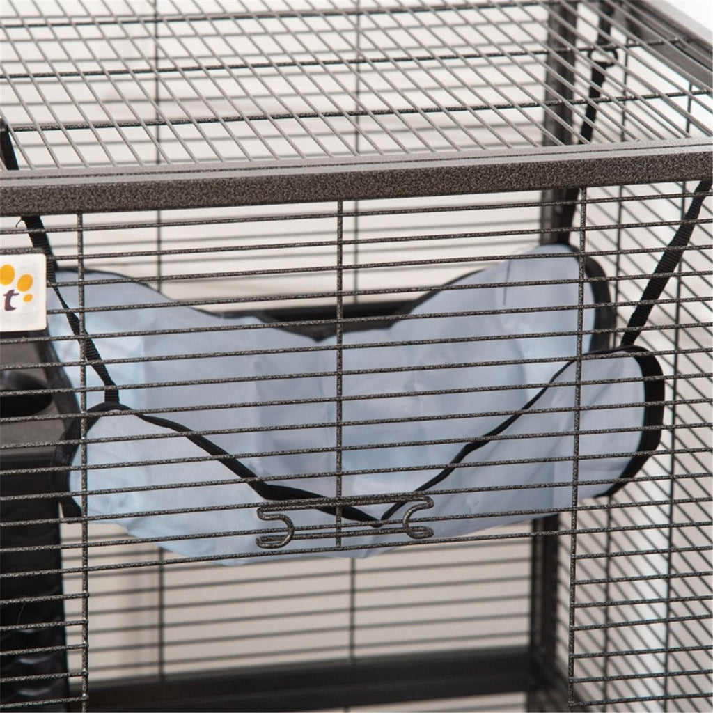 4-Tier Small Animal Cage on Wheels with Hammock & Ramp