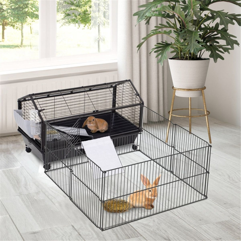 Spacious Small Animal Playpen Cage with Wheels