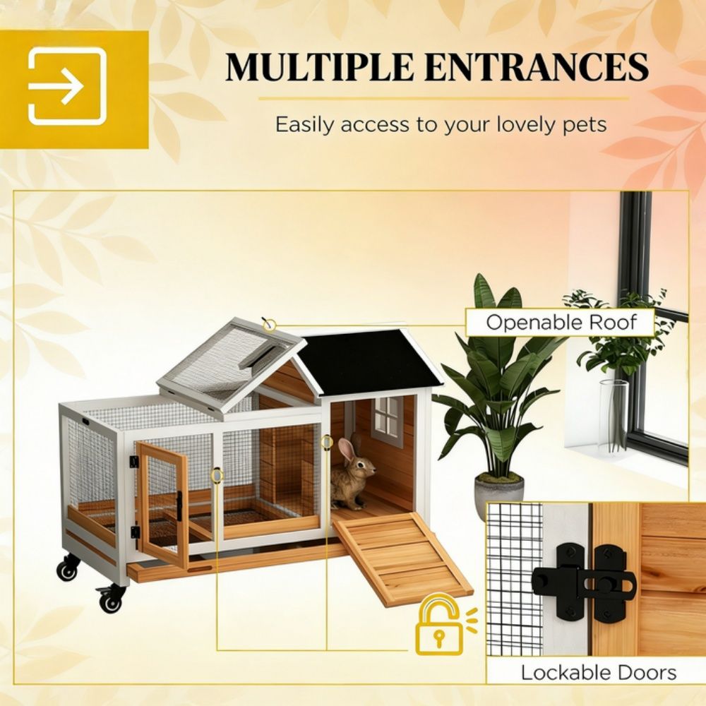 Solid furniture-style Small Animal Playpen with Removable Tray and Wheels