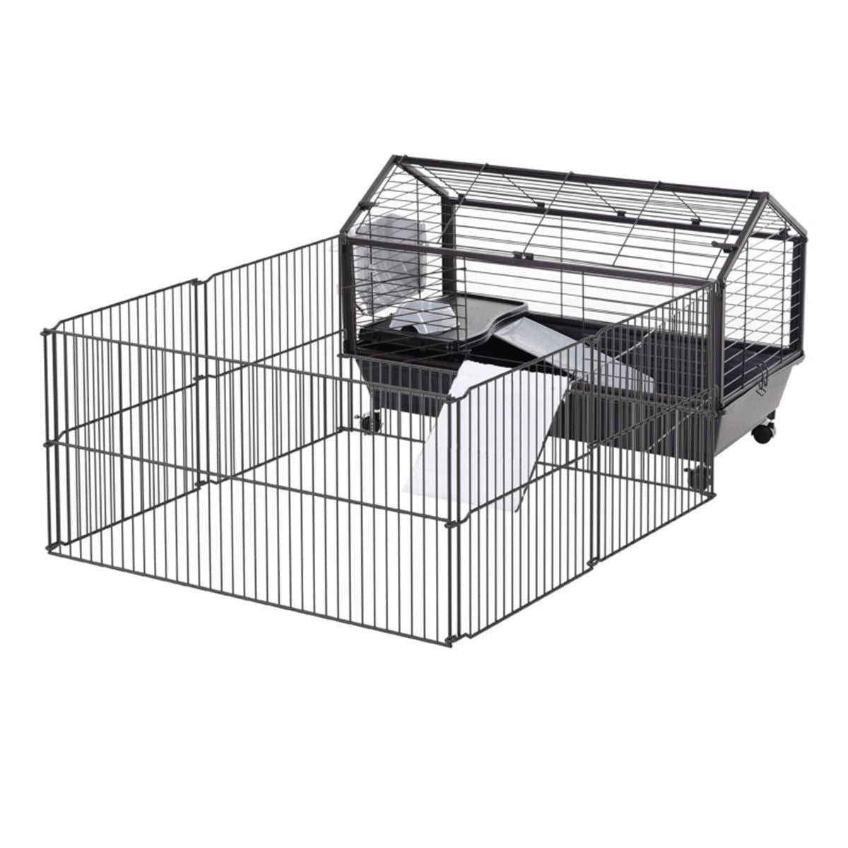 Spacious Small Animal Playpen Cage with Wheels