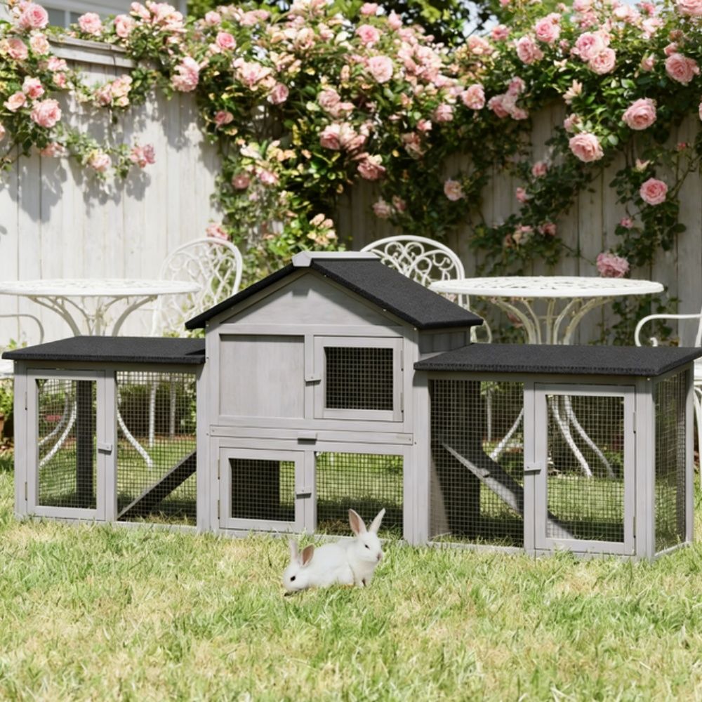 Solid Fir furniture-style Small Animal Playpen with Raised Perch and Lockable Doors