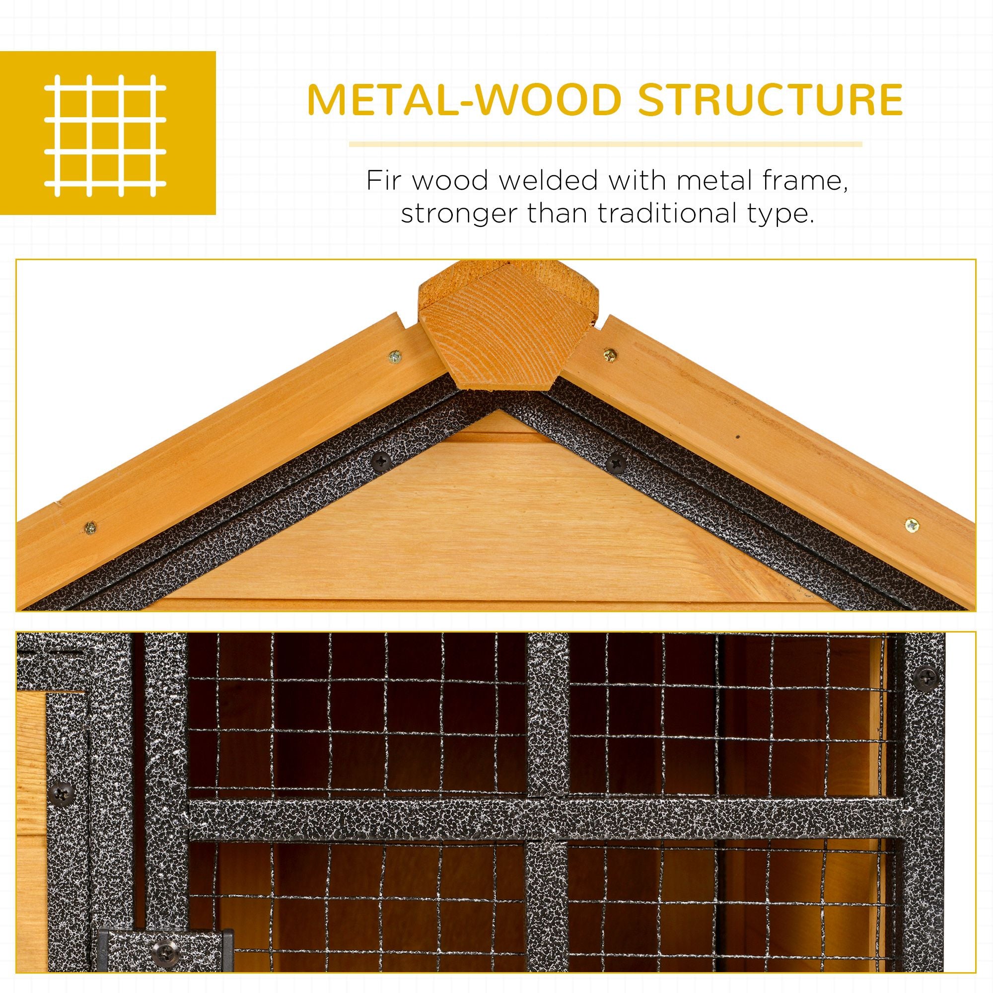 Outdoor Rabbit Hutch with Asphalt Roof and Removable Tray