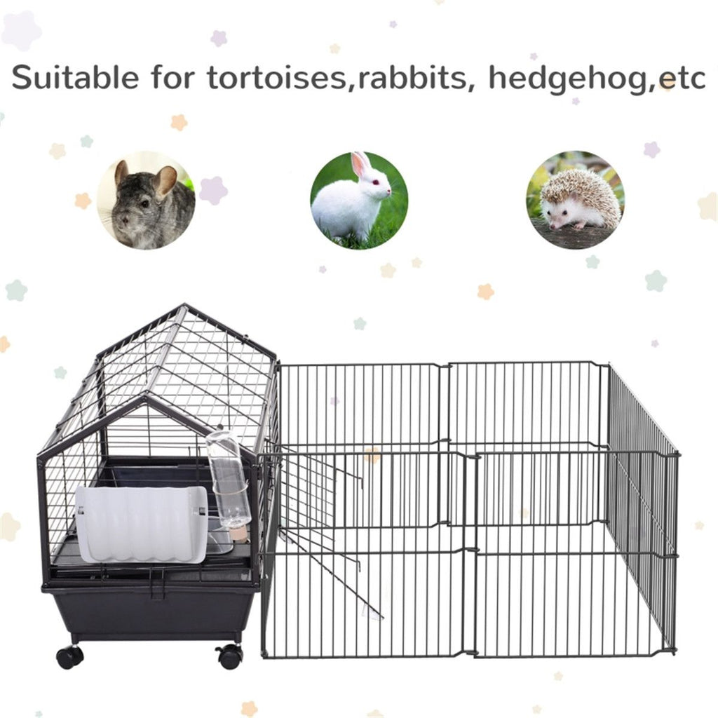 Spacious Small Animal Playpen Cage with Wheels
