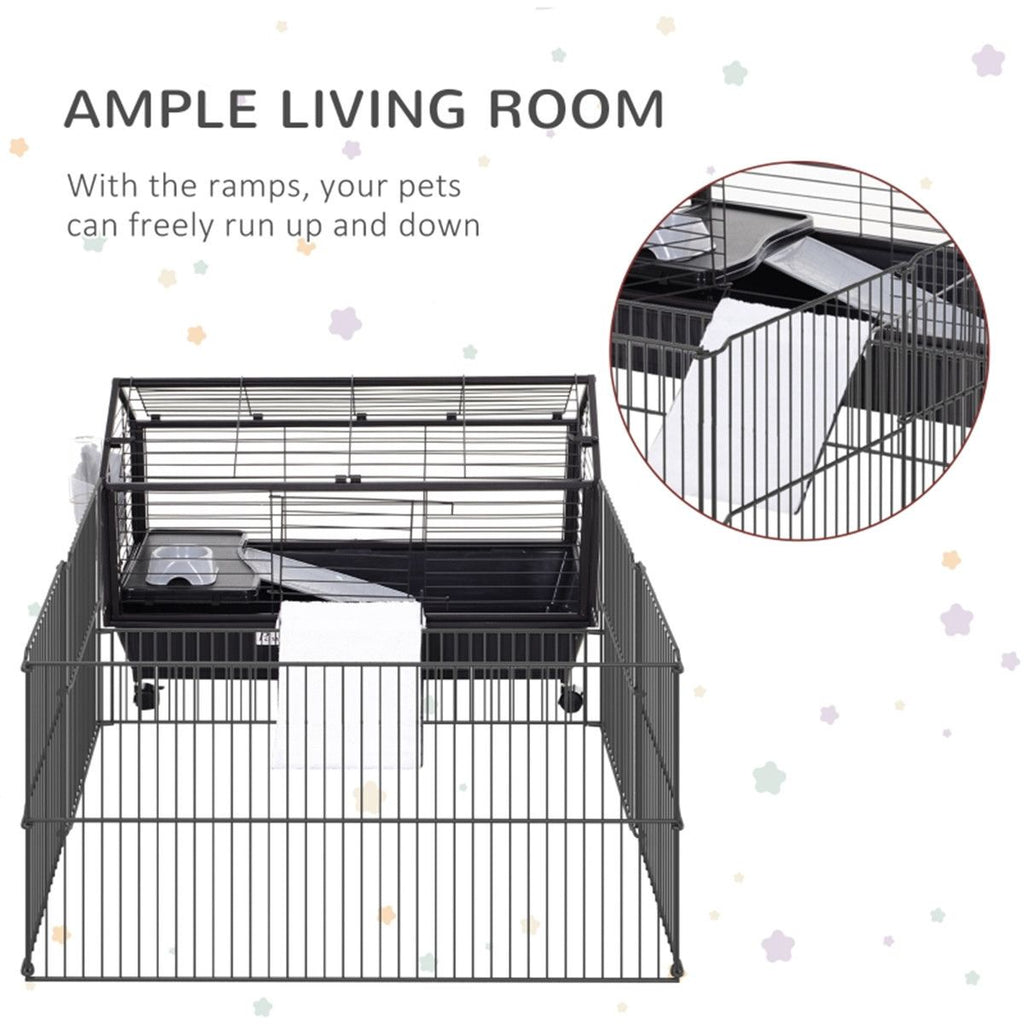 Spacious Small Animal Playpen Cage with Wheels