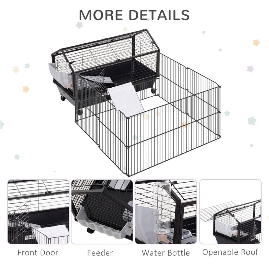 Spacious Small Animal Playpen Cage with Wheels