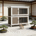 2-Story Rabbit Hutch with Asphalt Roof & Pull-Out Trays