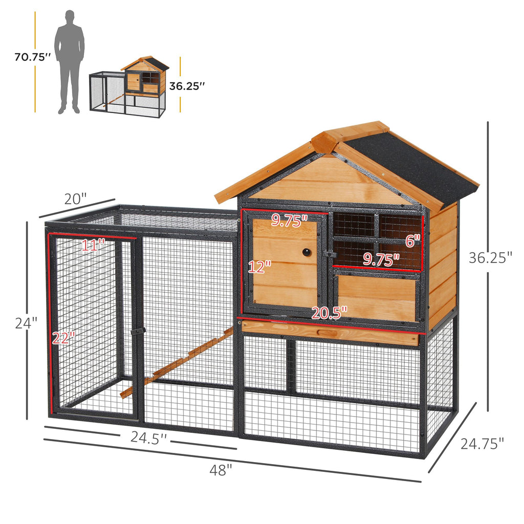 Outdoor Rabbit Hutch with Asphalt Roof and Removable Tray