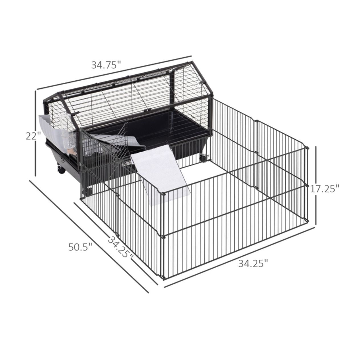 Spacious Small Animal Playpen Cage with Wheels