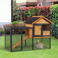 Outdoor Rabbit Hutch with Asphalt Roof and Removable Tray