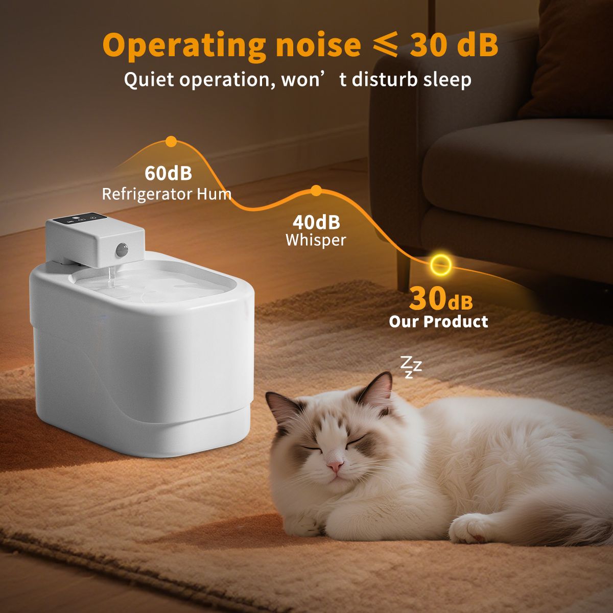 Small sugar pet water dispenser, multi-layer filtration to maintain water quality, large capacity water storage, beautiful and practical for home placement