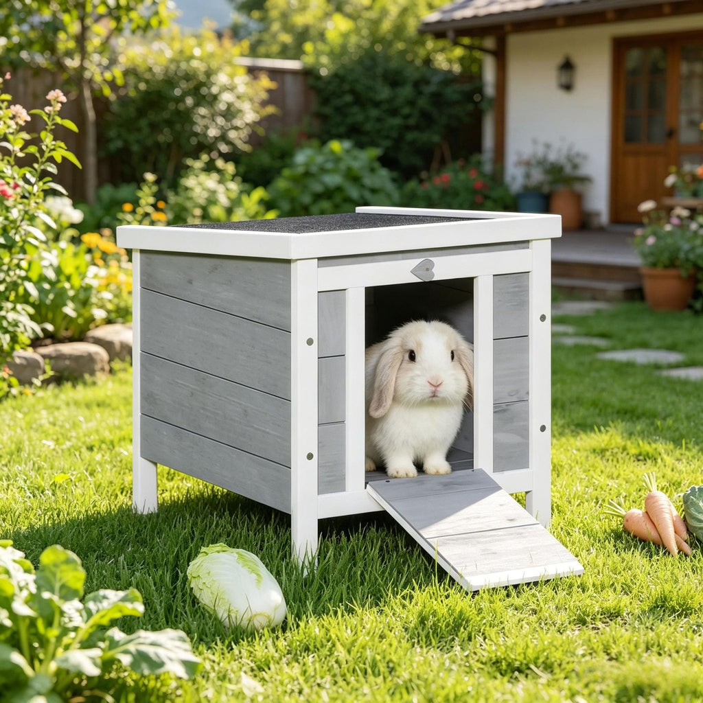 Small Wooden Rabbit Hutch Bunny Cage Guinea Pig Cage Duck House Dog House for Rabbits, Chickens, DucksG