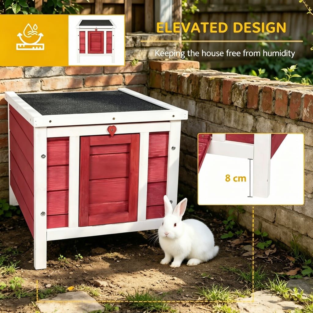 Small Wooden Rabbit Hutch Bunny Cage Guinea Pig Cage Duck House Dog House for Rabbits, Chickens, DucksG