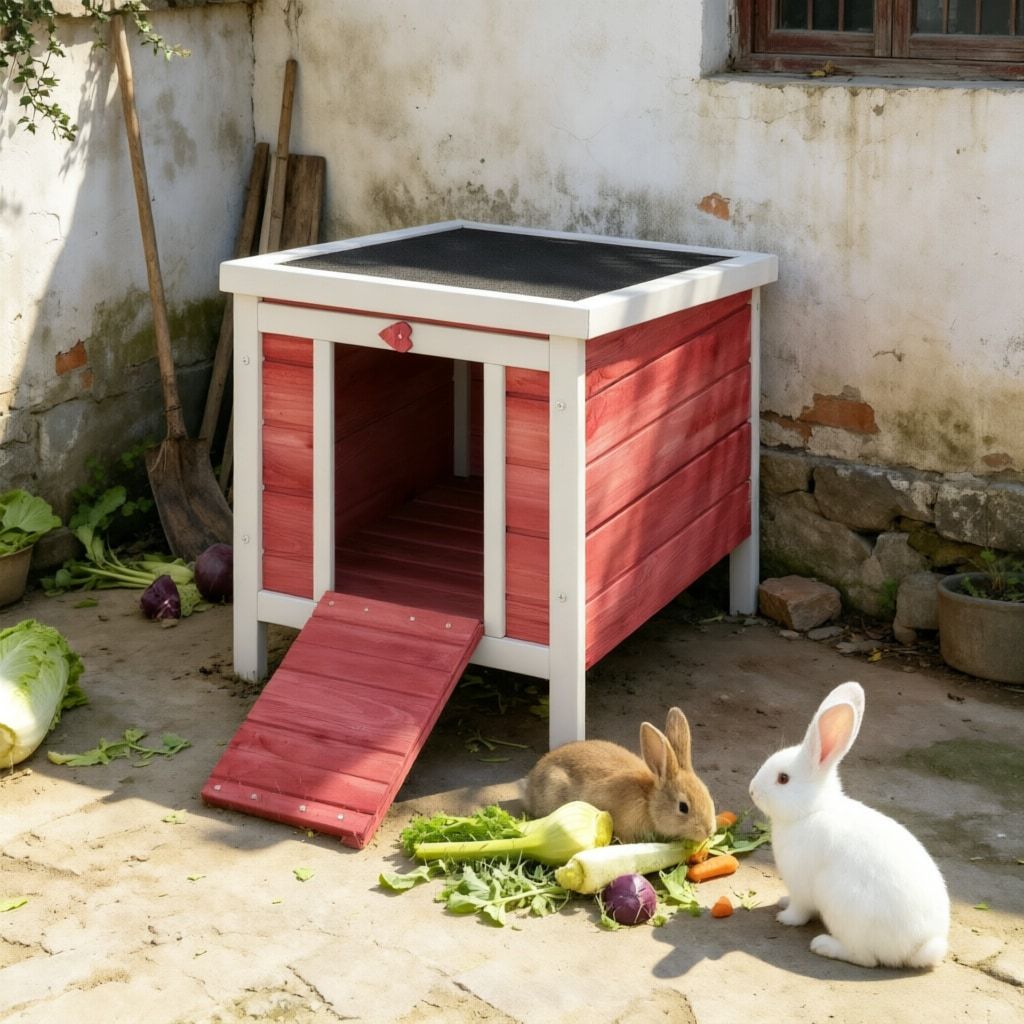 Small Wooden Rabbit Hutch Bunny Cage Guinea Pig Cage Duck House Dog House for Rabbits, Chickens, DucksG