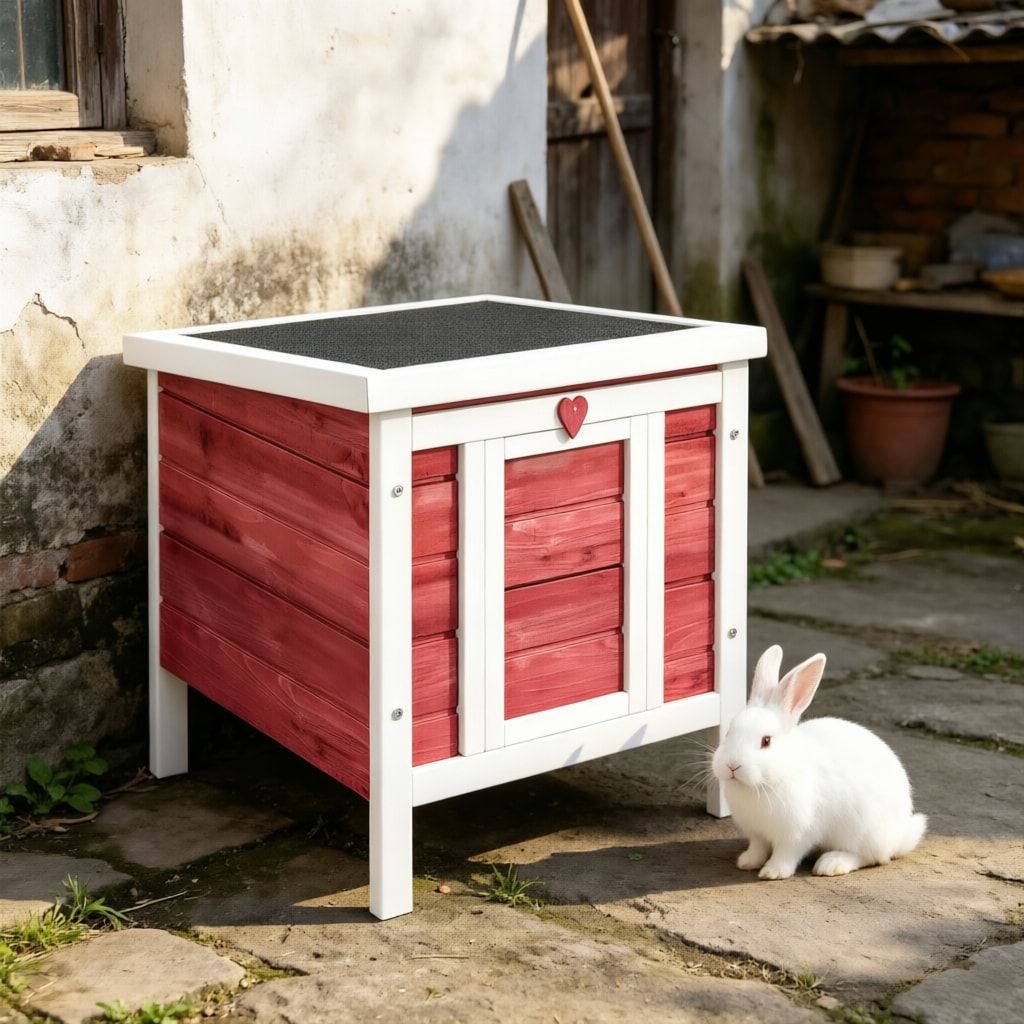Small Wooden Rabbit Hutch Bunny Cage Guinea Pig Cage Duck House Dog House for Rabbits, Chickens, DucksG