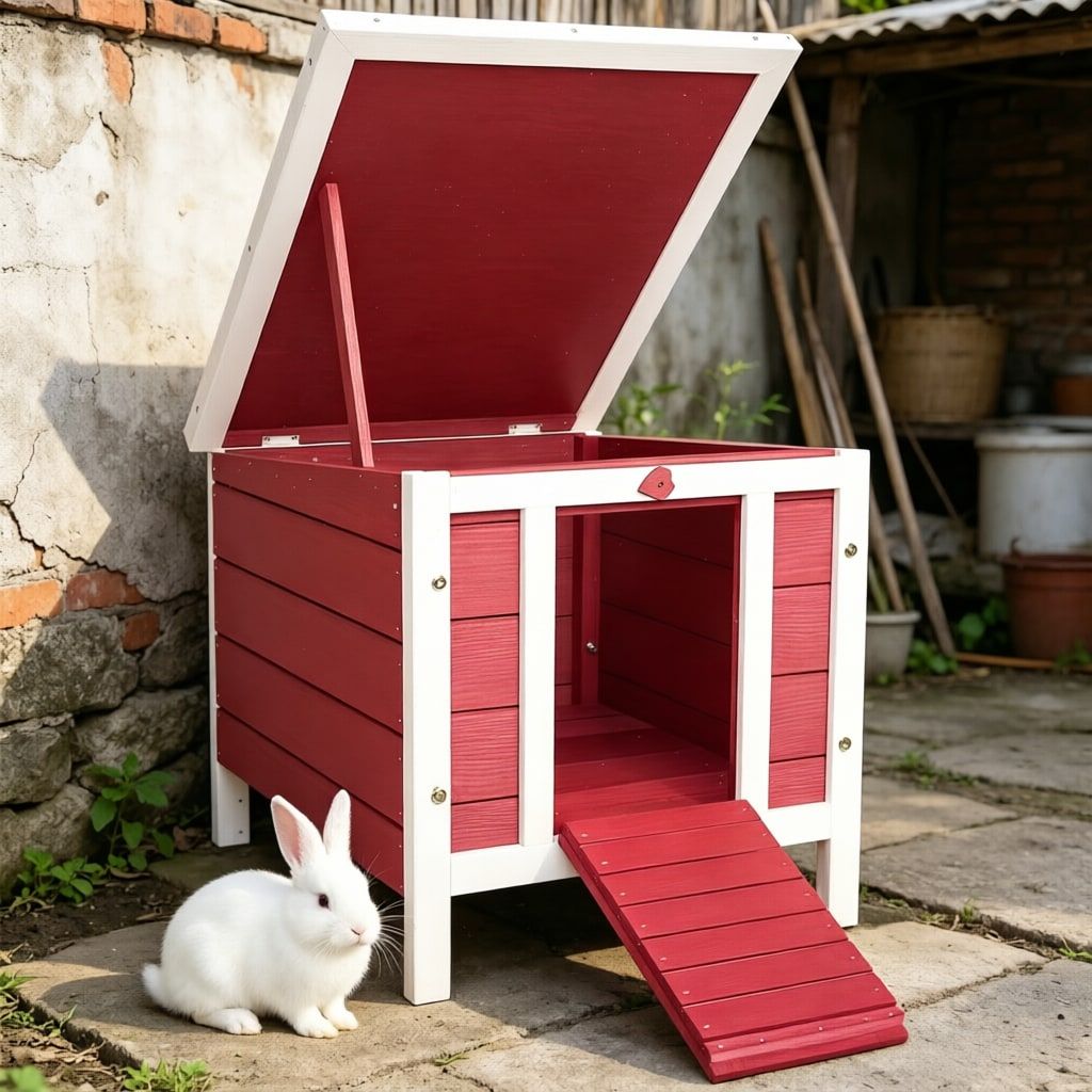 Small Wooden Rabbit Hutch Bunny Cage Guinea Pig Cage Duck House Dog House for Rabbits, Chickens, DucksG