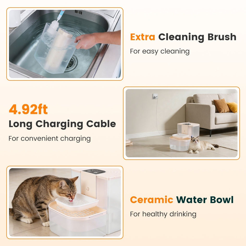 Smart Automatic Pet Water Dispenser, Automatic Pet Water Dispenser with Dual Tank,Dual Tank Filtration 4.5L Cordless Water Fountain with Remote Control for Pets