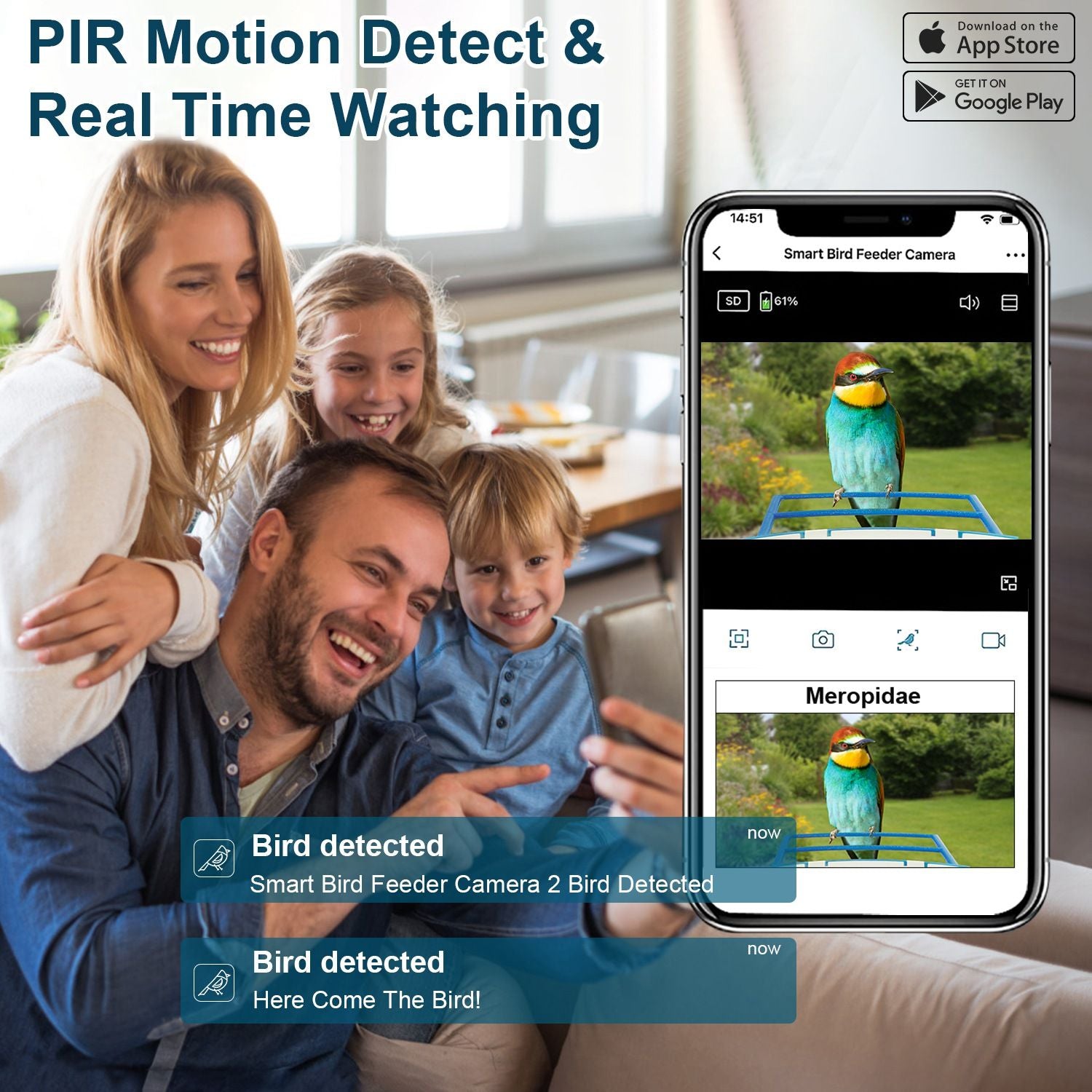 Smart Bird Feeder Camera with Night Vision & Motion Alerts