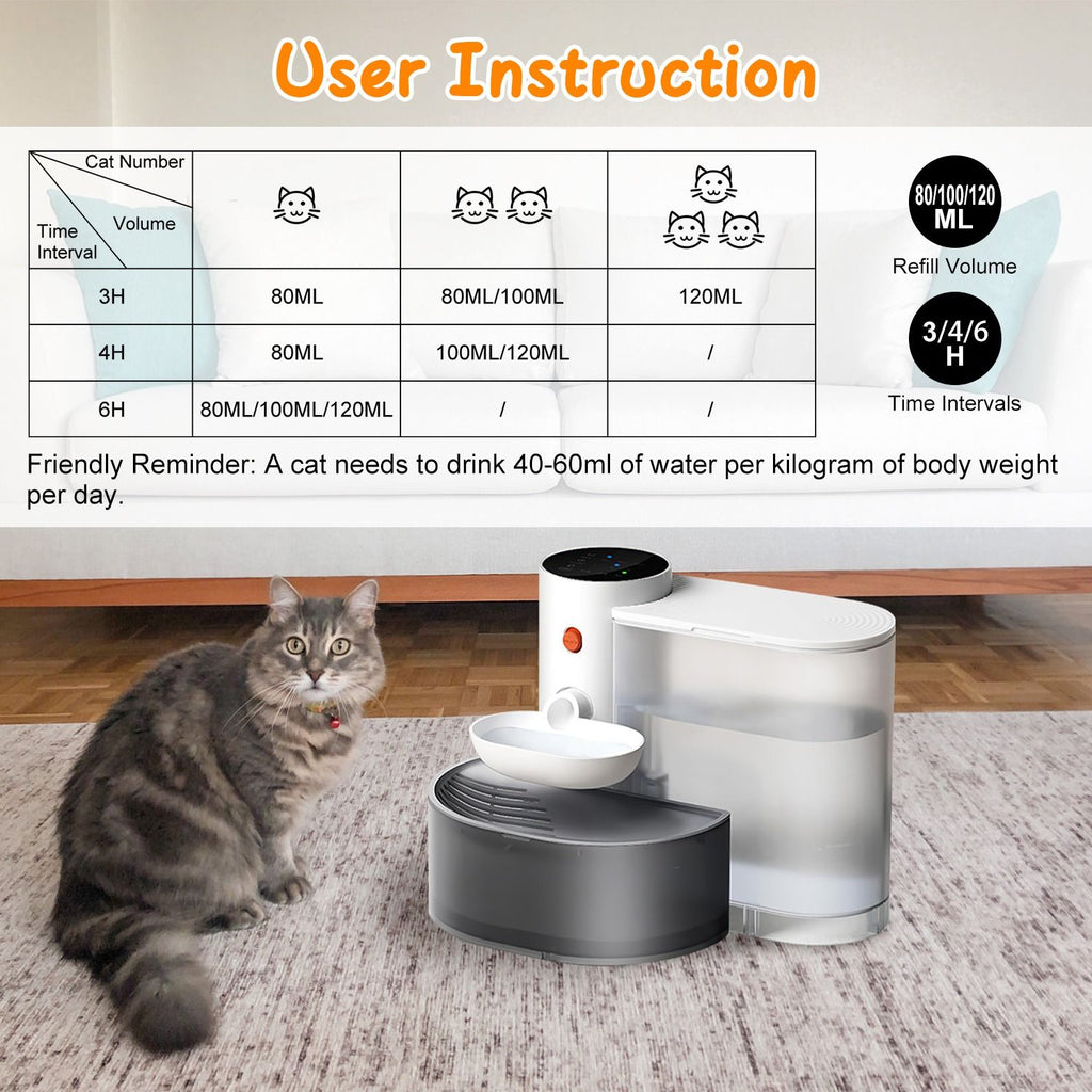 Self-Refilling Pet Water Fountain with Touch Timer Controls