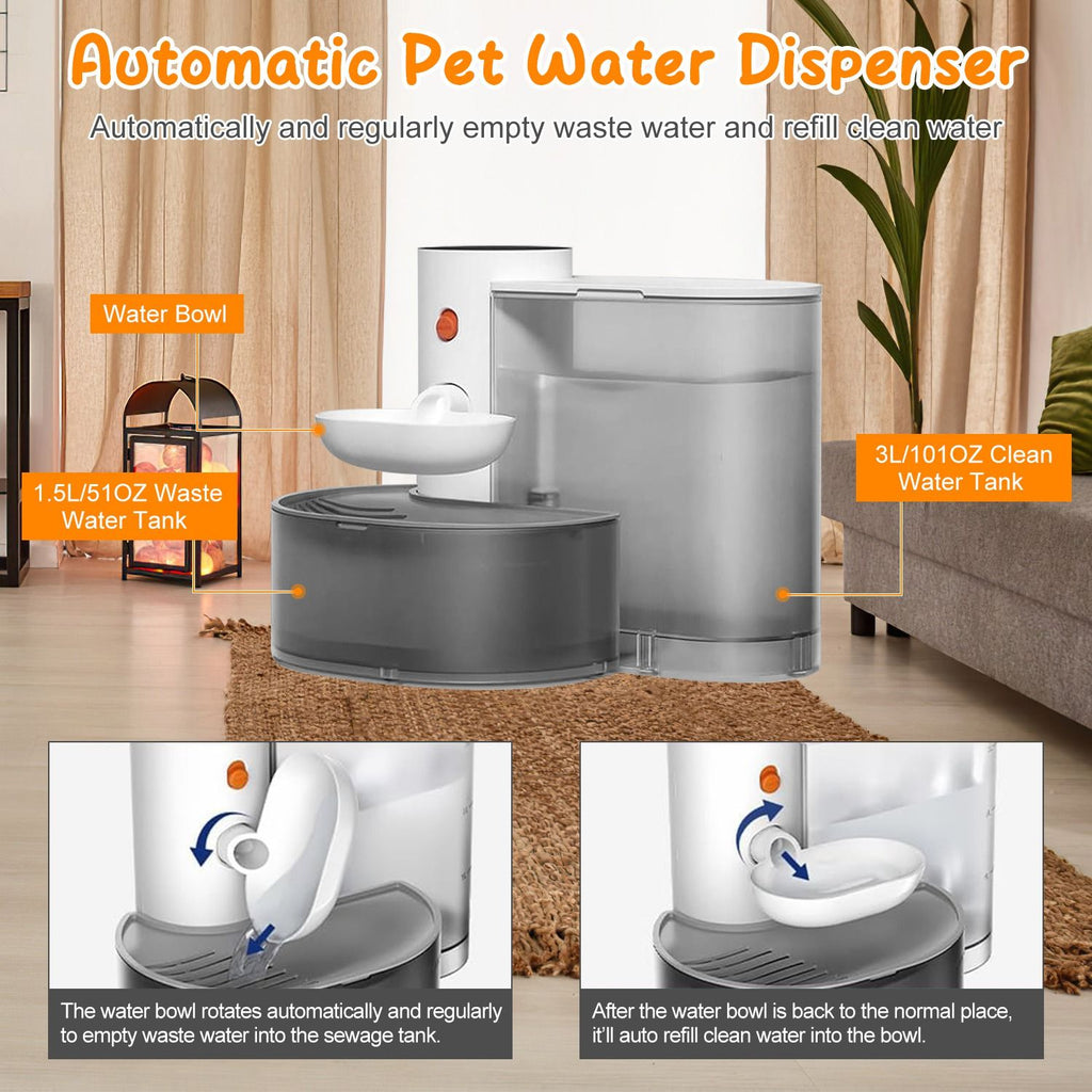 Self-Refilling Pet Water Fountain with Touch Timer Controls