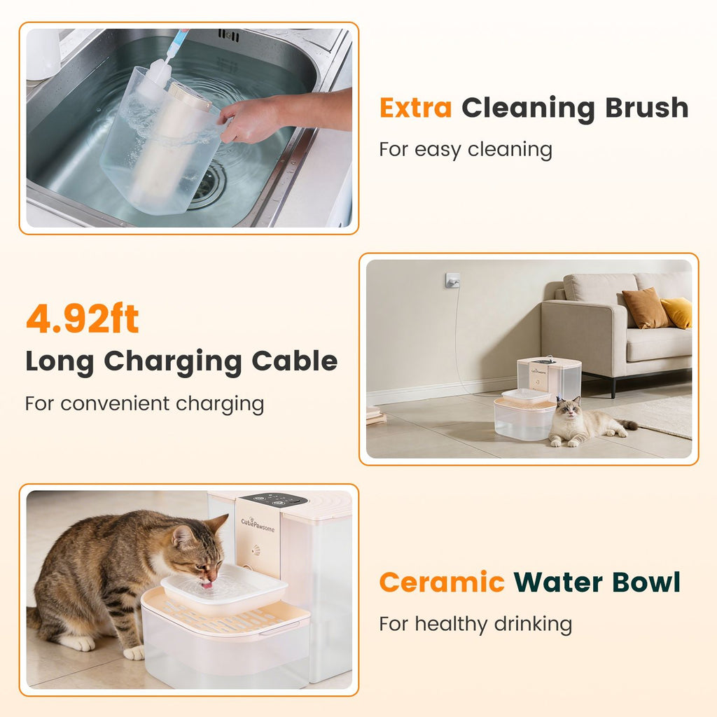 Smart Pet Water Fountain Automatic Cat Water Dispenser 4.5L Cordless Rechargeable Dog Water Fountain