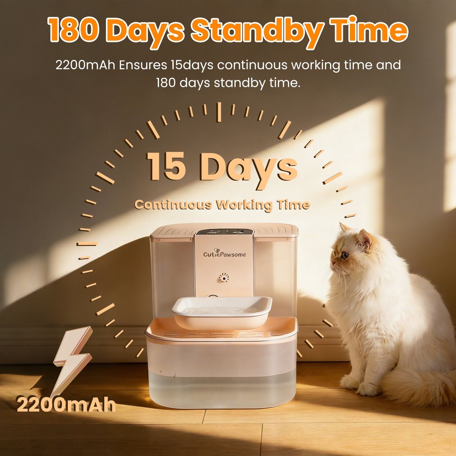 Smart Pet Water Fountain Automatic Cat Water Dispenser 4.5L Cordless Rechargeable Dog Water Fountain