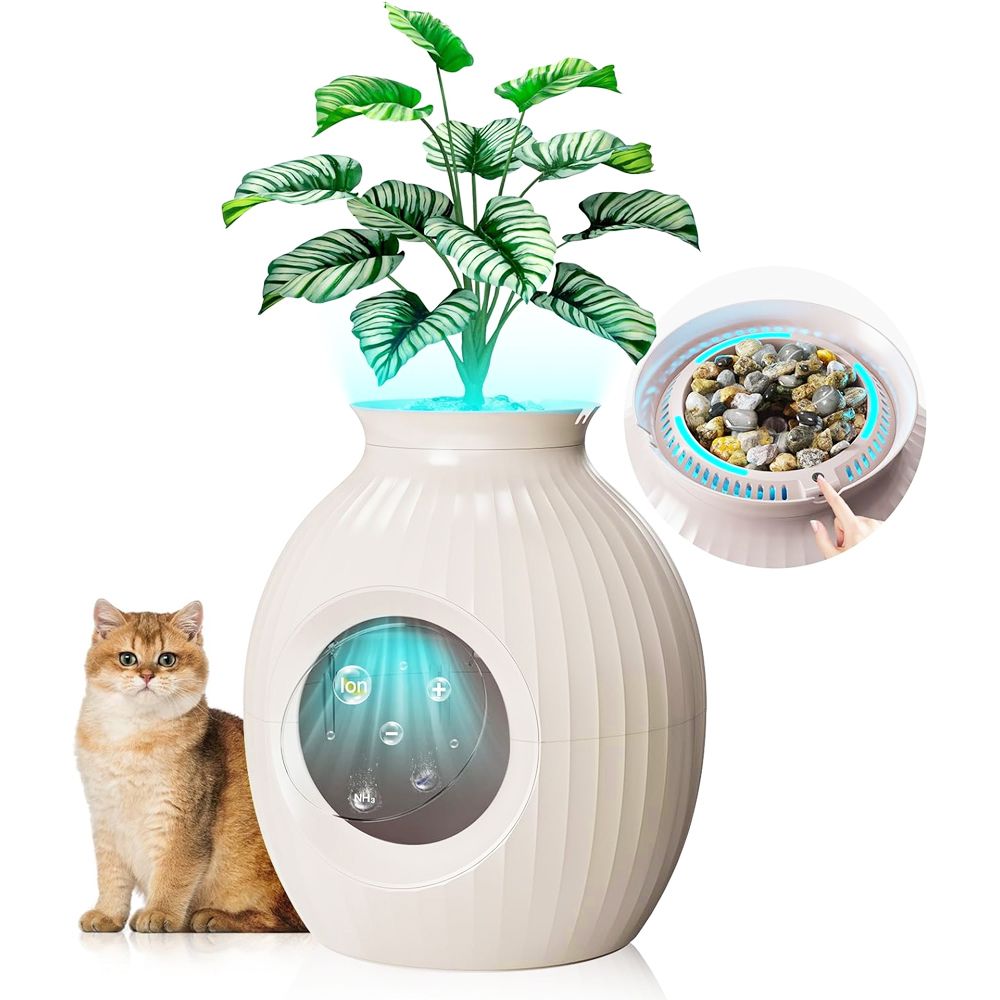 Smart Plant Cat Litter Box with Electronic Odor Removal & Sterilization