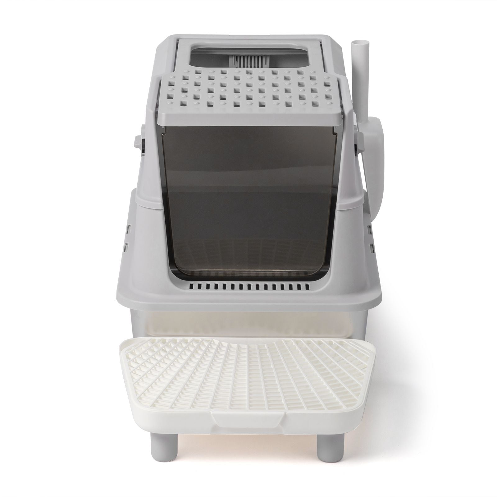 Stainless Steel Cat Litter Box, Covered Extra Large Cat Litter Box Enclosure, Metal Kitty Litter Boxes with Lid, Litter Scoop, and Filter Pedal, Anti-Leakage, Non-Stick, Easy to Clean