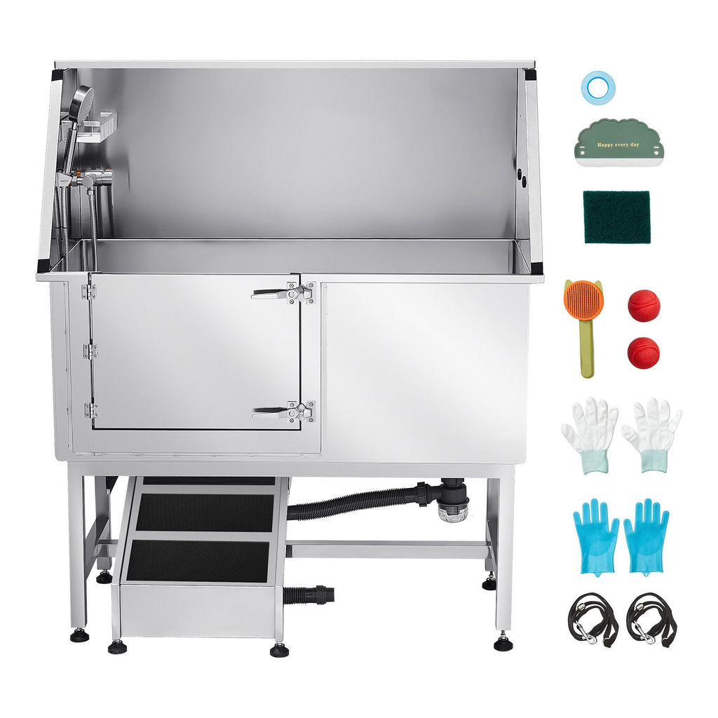 Transform Bath Time: Stainless Steel Dog Washing Station with Ramp & Faucet