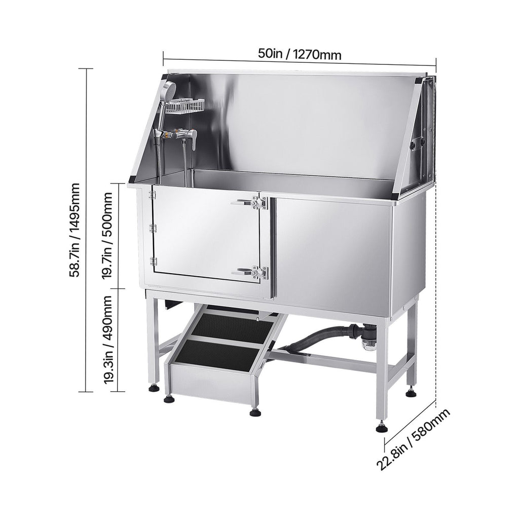 Transform Bath Time: Stainless Steel Dog Washing Station with Ramp & Faucet