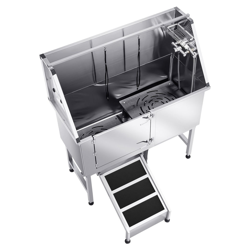 Transform Bath Time: Stainless Steel Dog Washing Station with Ramp & Faucet