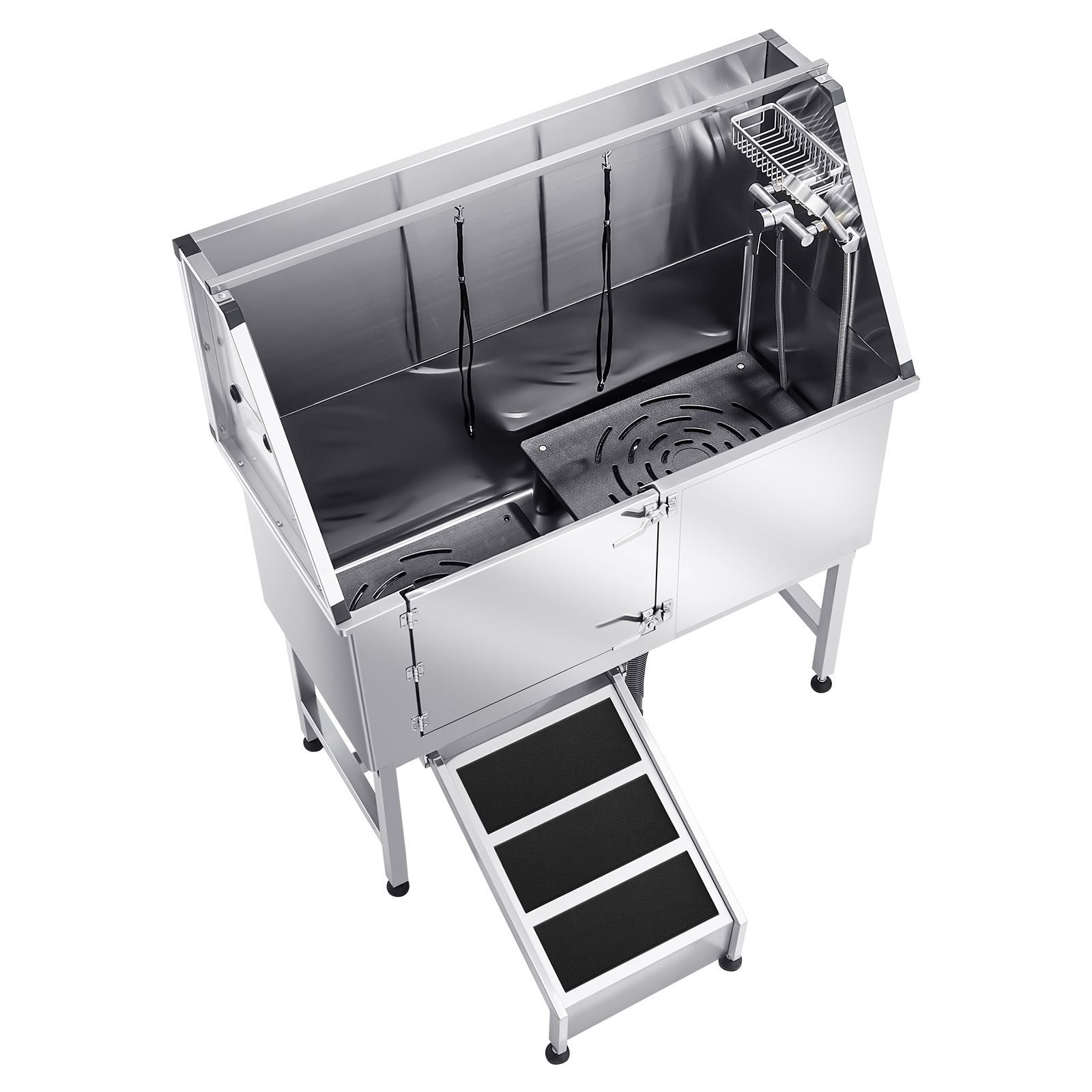 Transform Bath Time: Stainless Steel Dog Washing Station with Ramp & Faucet